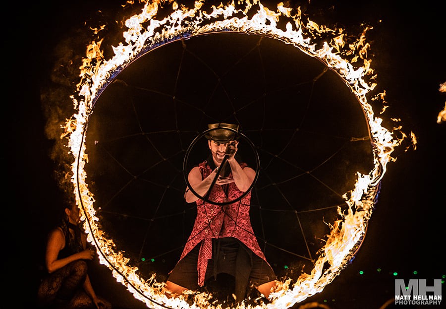 Represented fire performer